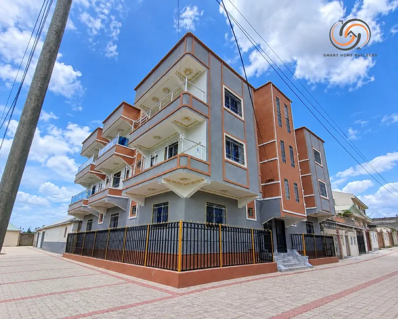Corner apartment building