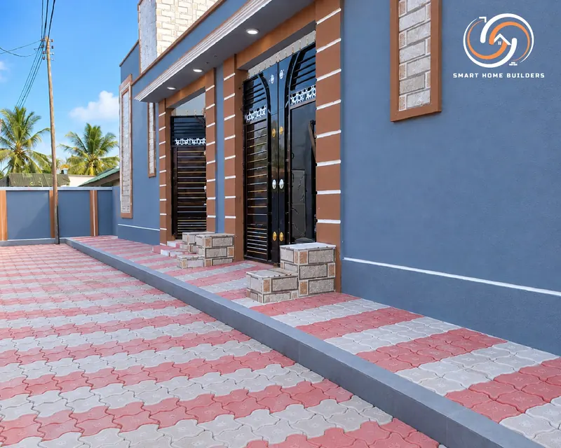 Villa with paved forecourt